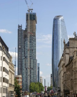 Opus 50 storey residential building Bankside Yards under construction, One Blackfriars tower,