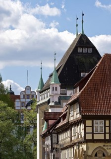 Celle Castle, Bomann Museum and half-timbered house with museum café in the old town, Celle, Lower