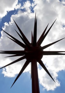Work of art by Otto Piene entitled Fireworks for Celle as a silhouette against the light in front