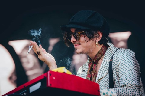 Sebastian Danzig, guitarist and keyboarder of Palaye Royale live at Zitadelle Spandau, Berlin,