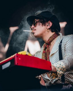 Sebastian Danzig, guitarist and keyboarder of Palaye Royale live at Zitadelle Spandau, Berlin,