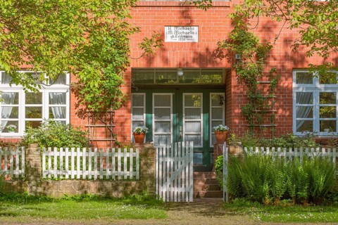 View of the entrance area of a farmhouse, Historic, Frankenfeld, Heidekreis, Bad Fallingbostel,