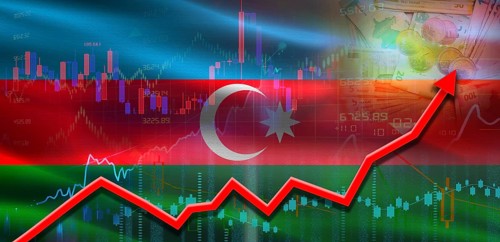 Azerbaijan financial growth on market graph. Azerbaijan economic growth on financial graph