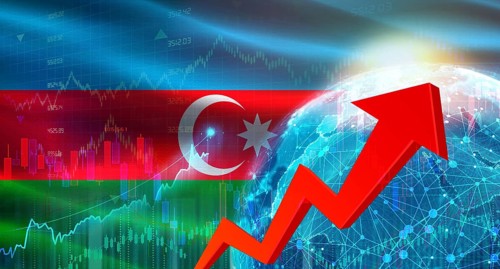 Global financial growth with Azerbaijan flag. Financial growth with Azerbaijan flag on economic
