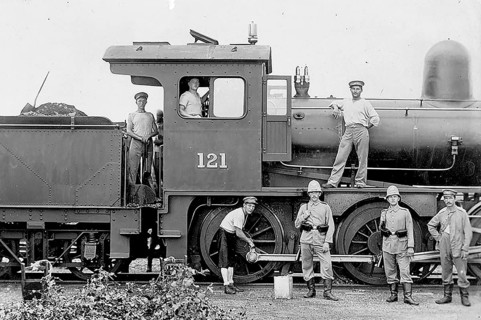 German soldiers in front of a train, China around 1900 Photograph around 1900 from the album of a