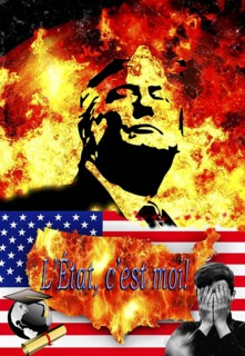 Symbolic image, Trump as the Sun King of the USA, The state is me! delusional peace president,