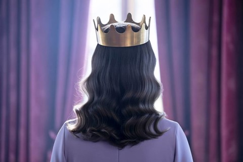 Woman wearing a golden crown. Elegant portrait symbolizes female empowerment and female leadership