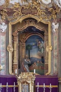 Backdrop altar in the baroque church of St Peter and Paul, Thalstr .31, Peterstahl, Oy Mittelberg,
