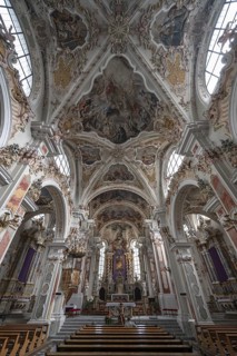 Interior of the collegiate basilica, Neustift St Margarethen, Vahrn, district of Bozen, South
