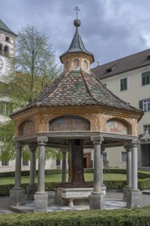 Miracle fountain, 1508, in the courtyard of the Neustift St Margarethen monastery, Vahrn, district
