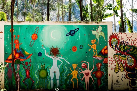 Graffiti, Street Art, Tonsai Beach, Ton Sai Bay, Ao Nang, Krabi, Thailand