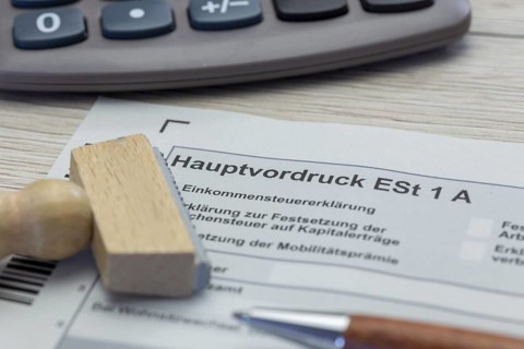 Tax symbol image: Close-up of the main income tax return form