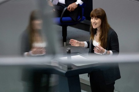 Berlin, Germany - 24.6.2025: Heidi Reichinnek from Die Linke responds to the government statement