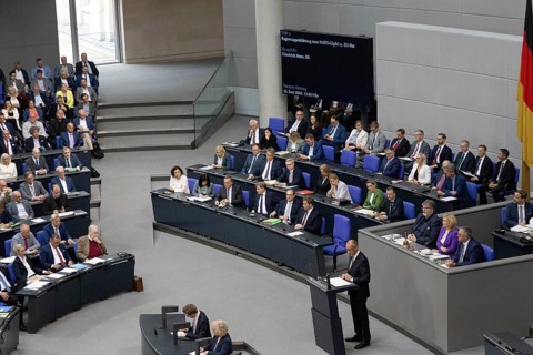 Berlin, Germany - 24 June 2025: Federal Chancellor Friedrich Merz during his government statement