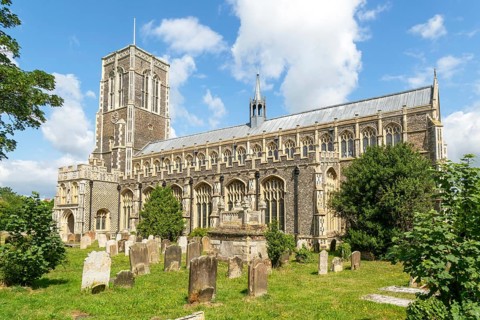 Churchyard of parish church of Saint Edmund King and Martyr, Southwold, Suffolk, England, UK