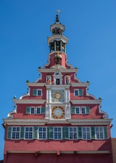 Detailansicht vom alten Rathaus in der historischen Altstadt von Esslingen, Esslingen am Neckar,
