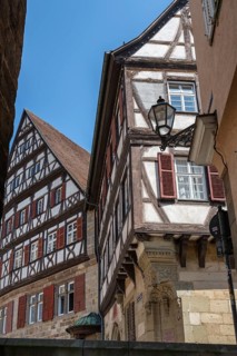 Historic half-timbered houses, Kessler sparkling wine cellars, former Speyrer Pfleghof in the old