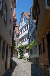 Historic row of houses, Altstadtgasse, upper Beutau, also known as WeingÃ¤rtnerviertel in the old