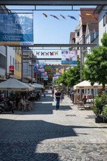 The BahnhofstraÃŸe, shopping street, pedestrian zone, shopping mile in Esslingen am Neckar,