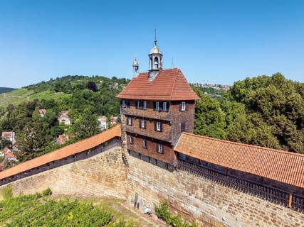 Aerial view of the Hochwacht and the Seilergang, part of the historic city fortifications, sight in