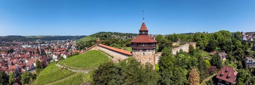 Aerial view, panorama, Dicker Turm, Seilergang and Hochwacht, part of the historic town