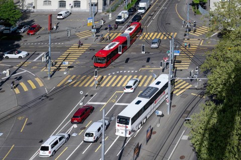 Crossing with pedestrian crossing, Bern, Switzerland