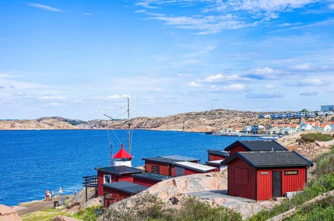 RinkenÃ¤s seaside resort and view of the archipelago, coast of Lysekil, BohuslÃ¤n, VÃ¤stra