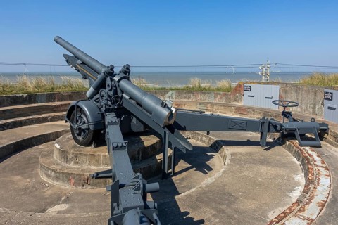 Canon de 12 cm L mle 1931, 120mm Howitzer, Belgian field gun at Saltzwedel-neu Battery, Raversyde