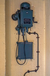 German WWII telephone in bunker at WW2 Saltzwedel-neu Battery, Raversyde Atlantikwall, Atlantic