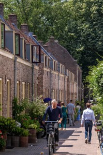 Utrecht city centre, Lange Rozendaal, small side street with residential buildings Netherlands