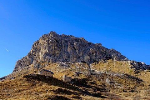 Chapel on the Pordoi Pass, Pordoi Pass, Veneto, Dolomites, Italy