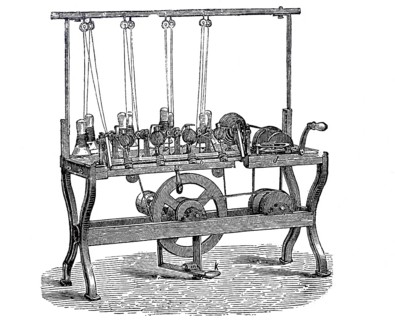 Textile industry, spinning mill, ball winding machine for manual and steam operation, a machine for