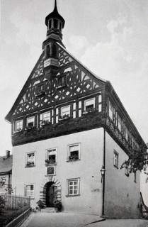 The town hall of Burgkunstadt, Upper Franconia, in 1938, Bavaria, Germany, digitally enhanced
