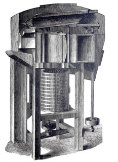 Milling, mill, husking machine for grain by Boerde & Company, digitally improved reproduction of a
