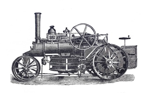 Farming and agriculture, plough locomotive by John Fowler, around 1860, digitally improved