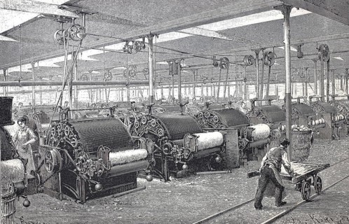 Textile industry, spinning mill, machines for carding cotton, carding machine, carding machine, ca