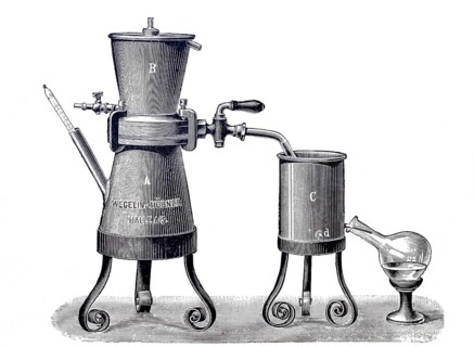 Perfumery, extremity apparatus with template for the recovery of the solvent, by Wegelin & HÃ¼bner,