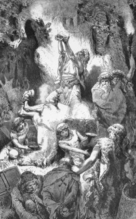 Sacrifice of the Prussians in sacred groves, the sacred forest, fantasy depiction from antiquity,