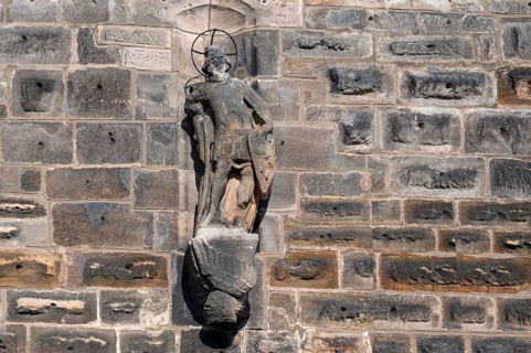 Weathered statue of Saint Wenceslas at Wenzelburg, 17th century, Lauf an der Pegnitz, Middle