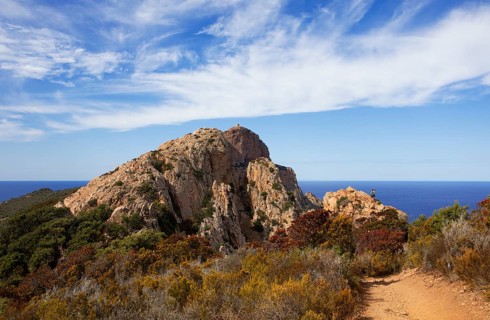 Bizarre rock formations on Capo Rosso, Piana, Corse-du-Sud department, west coast, Corsica,