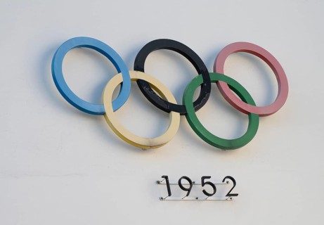Olympic Rings 1952, Olympic Stadium, architects Yrjö Lindegren and Toivo Jäntti, Helsinki, Finland
