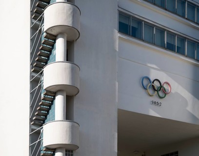 Staircase, Olympic Rings 1952, Olympic Stadium or Finnish Olympic Stadium, architects Yrjö