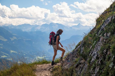 Woman, 50 years old, hiking on Untersberg, Salzburger Hausberg, Berchtesgadener Land, Upper