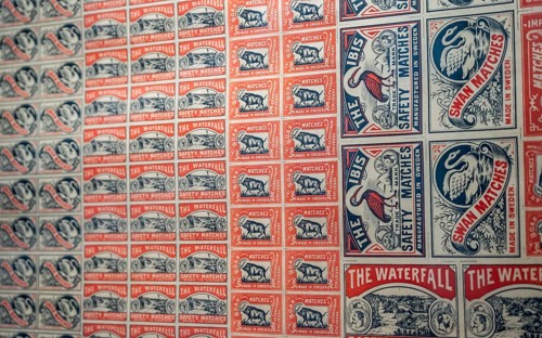 Printing sheet for matchbox labels, Tändsticksmuseet Match Museum or Matchbox Museum, Jönköping,