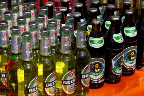 German beer, beer bottles, Becks, Augustiner Bräu