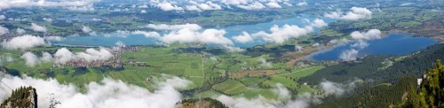 Panorama from Tegelberg, 1881m, on Schwangau, Waltenhofen, Forggensee, Hopfensee and Bannwaldsee,