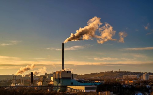 View of EnBW power plant and waste incineration plant Stuttgart-Münster, viaduct, cogeneration