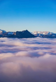 View from Kulmspitze, Schober rising out of a sea of fog, inversion weather, Osterhorn Group,