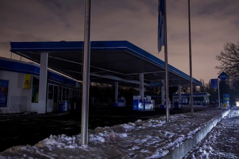Closed gas station during the extensive power outage in the Steglitz-Zehlendorf district, Berlin,
