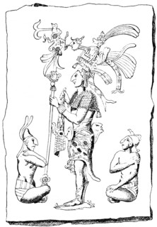 Folk types on an old Mexican relief, from the prehistoric Central American period, indigenous